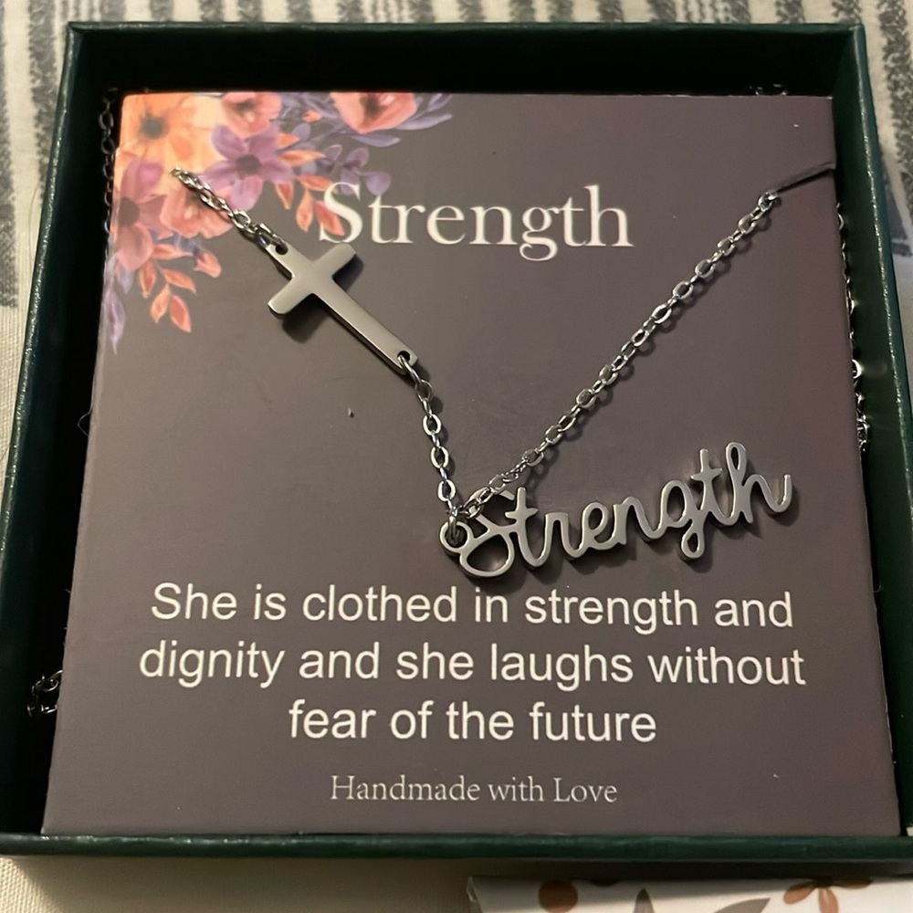 Strength silver colored necklace